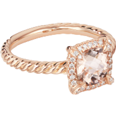 David Yurman Petite Chatelaine Pavé Bezel Ring - Rose Gold/Morganite/Diamonds