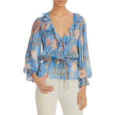 Ramy Brook Veronica Printed Balloon Sleeve Top - Ocean Combo