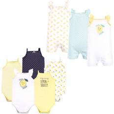 Hudson Infant Girl Cotton Bodysuits and Rompers 8-pack - Lemon