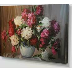 Designart Bouquet Of Blooming Peonies Framed Art 32x16"