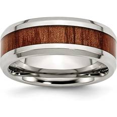Brown Rings Chisel Classics Inlay Wedding Band - Silver/Brown
