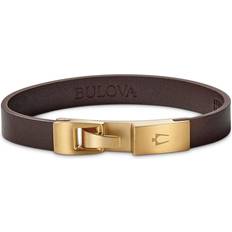 Bulova Leather Bracelet - Gold/Brown