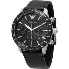 Emporio Armani Watches Emporio Armani Chronograph Leather Black Black