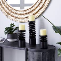 Black Candlesticks Litton Lane Black Metal Contemporary (Set of 3)