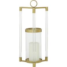Vivien Abstract Gold Wall Candle Sconce with Glass Hurricane - Bed