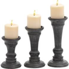 Black Candlesticks Traditional Holders, Set of 3 Black Medium