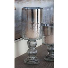 Black Candlesticks Willow Row Litton Lane Black Glass Traditional Hurricane Lamp Candlestick