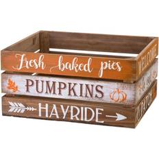 Storage Boxes on sale GlitzHome S/2 Wooden Pumpkin Crate Storage Box