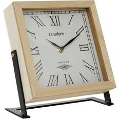 Litton Lane Wood Table Clock 9"