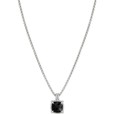 David Yurman Chatelaine Bezel Pendant Necklace - Silver/Onyx/Diamonds