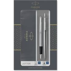 Parker Jotter Ballpoint Pen & Fountain Pen Duo Gift Set Blue Ink Stainless Steel