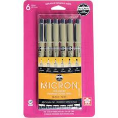 Sakura pigma micron black ink multi-tip set, 6 pack