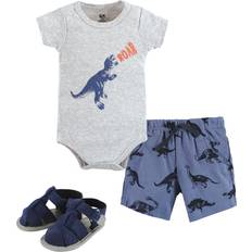 Hudson Baby Cotton Bodysuit, Shorts and Shoe Set - Dino Roar (10112755)