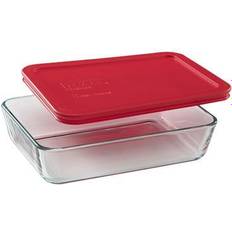 Pyrex MealBox 4.1-Cup Divided Glass Food Storage Container with Green Lid