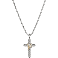 David Yurman X Cross Necklace - Silver/Gold/Diamonds