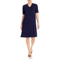 Eileen Fisher V Neck Elbow Sleeve Dress - Midnight