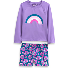 The North Face UV Clothes Children's Clothing The North Face Toddler Long Sleeve Sun Set - Banff Blue Mountain Floral Print (NF0A53CT)