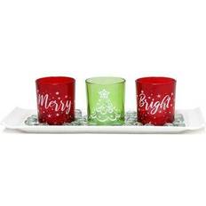 Elegant Designs Merry & Bright Christmas Set of 3 Candle Holder
