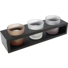 LUMABASE Trio Tray with 3 Glass Votives, Black