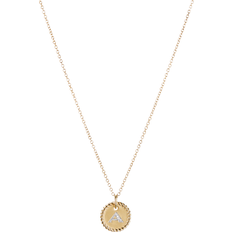 David Yurman Initial Charm Necklace - Gold/Diamonds