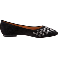 Trotters Estee Woven W - Black Suede Snake