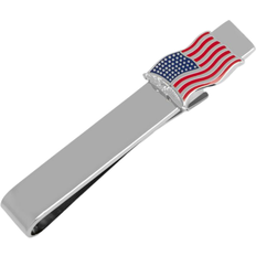 Cufflinks Inc Waving American Flag Tie Bar - Silver/Red/Blue