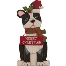 GlitzHome Wooden Christmas Dog Figurine 16"