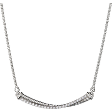 David Yurman Crossover Bar Necklace - Silver/Diamonds