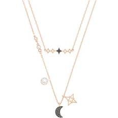 Rose Gold Jewelry Sets Swarovski Symbolic Moon and Star Necklace - Rose Gold/Multicolour