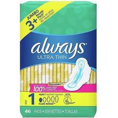 Menstrual Protection Always Ultra Thin Size 1 Regular Pads with Wings 46-pack