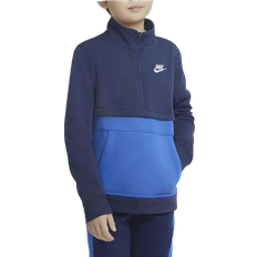 Nike Older Kid's Sports Club Half Zip Fleece Sweatshirt - Midnight Navy/Game Royal/White