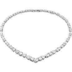 Swarovski Mixed Cuts Tennis Deluxe V Necklace - Silver/Diamonds