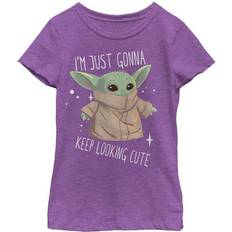 Fifth Sun Girl's Star Wars The Mandalorian The Child Looking Cute T-shirt - Purple Berry (STMD00207GTS)