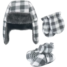 Hudson Trapper Hat, Mitten and Bootie Set - Charcoal White Plaid (10159385)