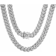 Steeltime Classic Cuban Chain Link Necklace - Silver