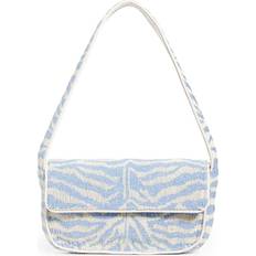 Staud Tommy Beaded Shoulder Bag Light Blue/Cream