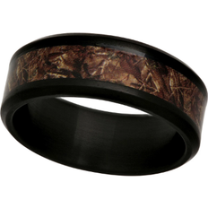 Camo Inlay Wedding Band Ring - Black
