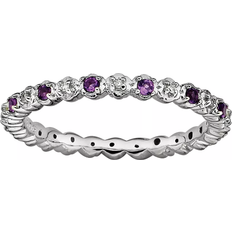 Stacks & Stones Accent Stack Ring - Silver/Amethyst/Diamonds