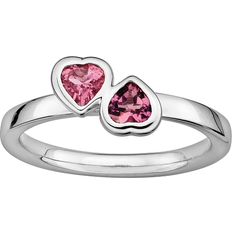 Stacks & Stones Heart Stack Ring - Silver/Tourmaline