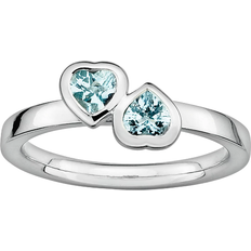 Stacks & Stones Heart Stack Ring - Silver/Aquamarine