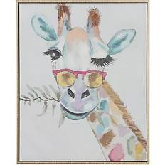 Ridge Road Decor Whimsical Giraffe Framed Art 17x21"