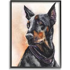Stupell Industries Doberman Dog Pet by George Dyachenko Framed Art 24x30"
