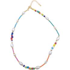 Adornia Color Mix Beaded Necklace - Gold/Pearl/Multicolour