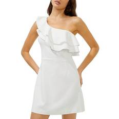 French Connection Whisper One Shoulder Ruffled Dress - Summer White