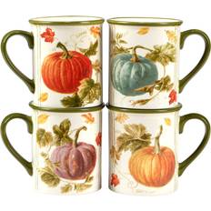 Multicolored Cups Certified International Autumn Harvest Mugs, Set of 4 Cup