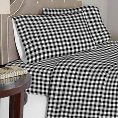 Cotton - Flat Sheet Bed Sheets Pointehaven Flannel Bed Sheet White, Black (254x213.36)