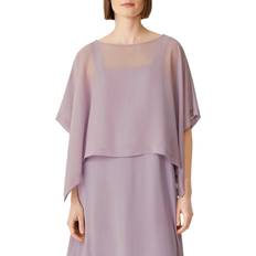 Eileen Fisher Bateau Neck Silk Crop Poncho - Misty Lilac