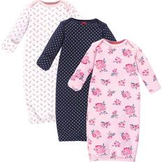 Hudson Baby Quilted Gowns 3-Pack - Pink/Navy Floral (10125786)