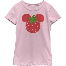 Disney Girl's Mickey Mouse Strawberry Head Graphic Tee - Pink