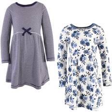 Touched By Nature Youth Organic Cotton Long Sleeve Dresses 2-pack - Navy Floral (10167825)